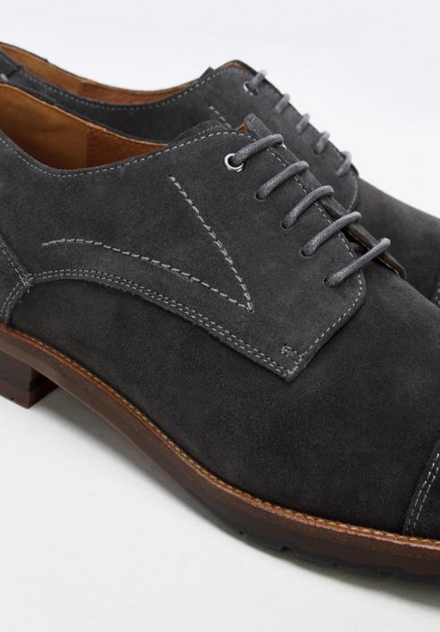 Men's Derby suede shoes, dark grey, 96-M-702-8-40, Photo 8