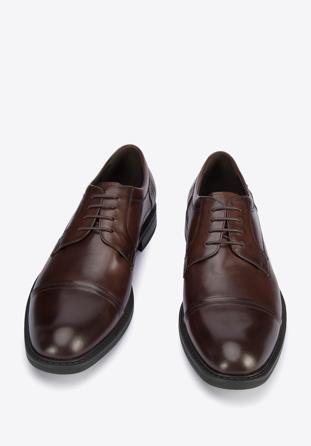 Men's classic leather Derby shoes, dark brown, 95-M-503-4-39, Photo 1
