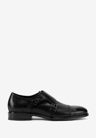 Men's classic double monk shoes, black, 95-M-500-1-44, Photo 1