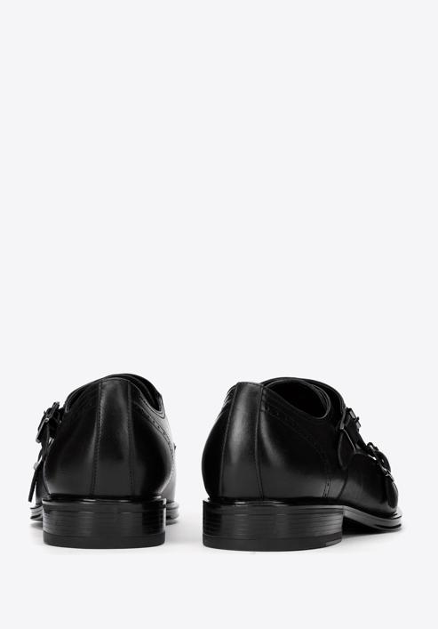 Men's classic double monk shoes, black, 95-M-500-1-41, Photo 4