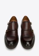 Men's leather double monk shoes, brown, 97-M-510-1-44, Photo 3