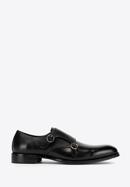 Leather monk shoes with double strap, black, 98-M-712-4-43, Photo 1