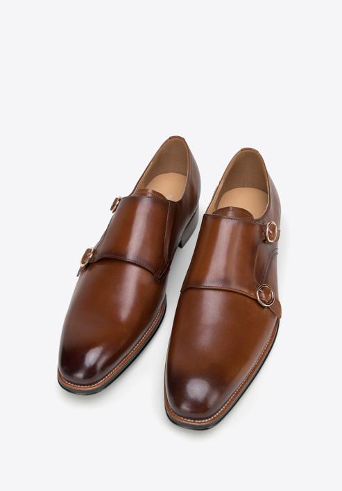 Leather monk shoes with double strap, brown, 98-M-712-4-41, Photo 2