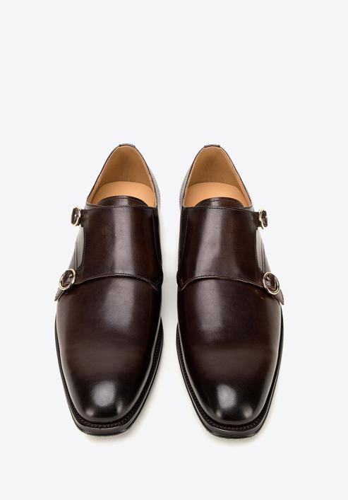 Leather monk shoes with double strap, dark brown, 98-M-712-4-41, Photo 3