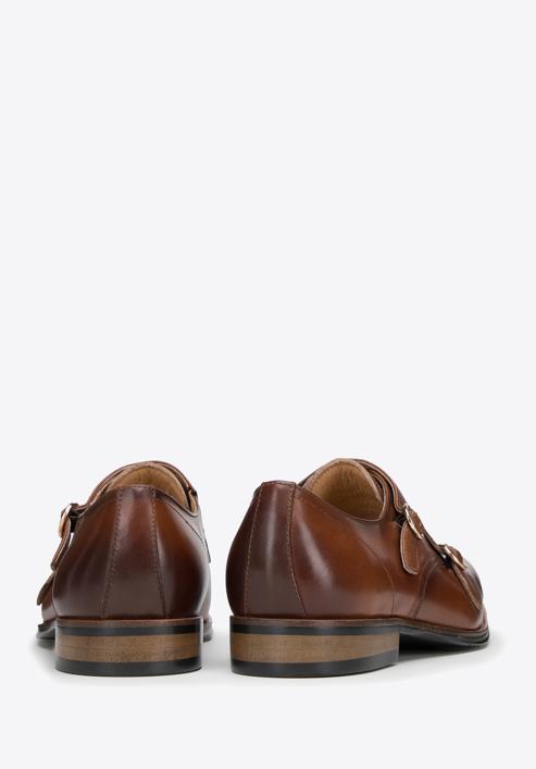 Leather monk shoes with double strap, brown, 98-M-712-4-41, Photo 4