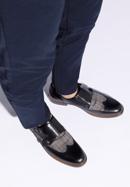 Men's leather double monks with checkered detail, black, 96-M-518-N-42, Photo 15