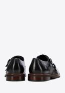 Men's leather double monks with checkered detail, black, 96-M-518-4-40, Photo 5