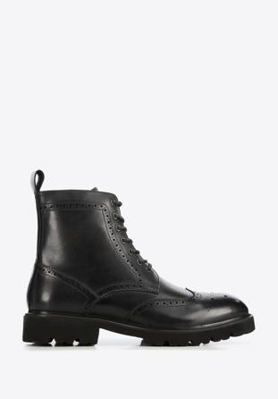 Men's leather lace up boots, black, 95-M-701-1-39, Photo 1