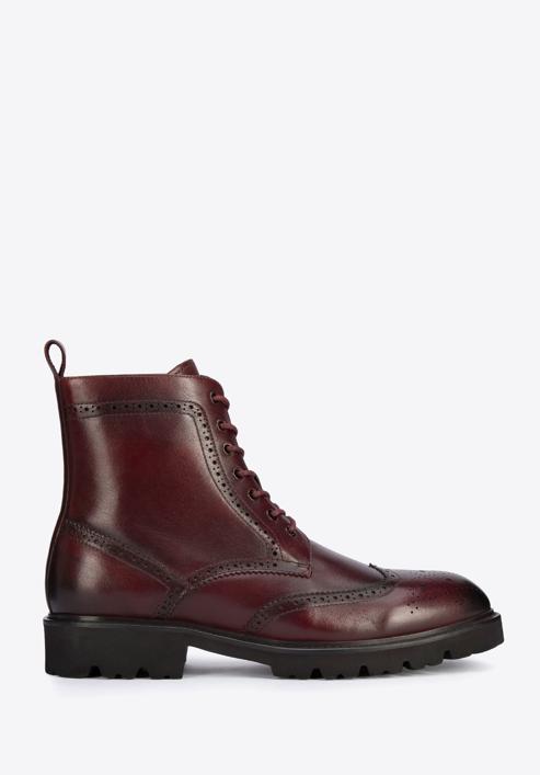 Men's leather lace up boots, burgundy, 95-M-701-1-42, Photo 1