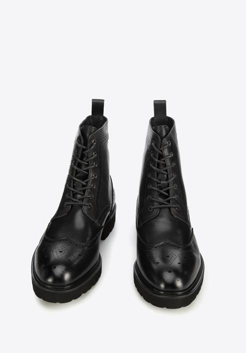 Men's leather lace up boots, black, 95-M-701-3-44, Photo 2