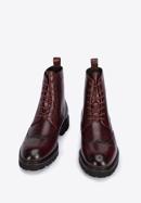 Men's leather lace up boots, burgundy, 95-M-701-1-42, Photo 2