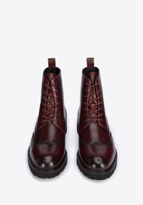 Men's leather lace up boots, burgundy, 95-M-701-1-39, Photo 3