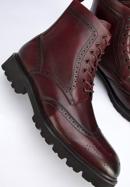 Men's leather lace up boots, burgundy, 95-M-701-1-42, Photo 7