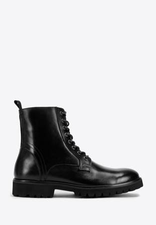 Men's leather combat boots, black, 97-M-503-1-44, Photo 1