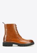 Men's leather combat boots, brown, 97-M-503-1-45, Photo 1
