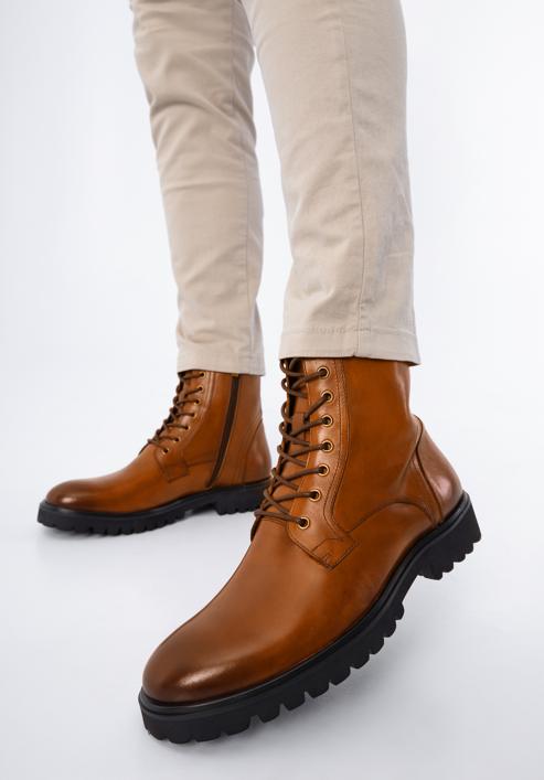 Men's leather combat boots, brown, 97-M-503-4-42, Photo 15