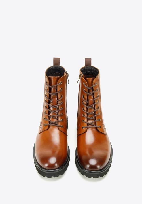 Men's leather combat boots, brown, 97-M-503-1-45, Photo 3