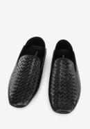 Men's interwoven leather loafers, black, 96-M-514-4-44, Photo 3