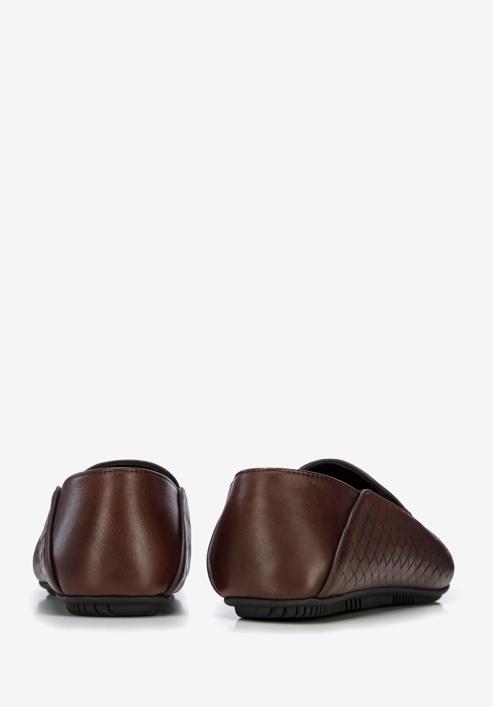 Men's interwoven leather loafers, dark brown, 96-M-514-4-44, Photo 4