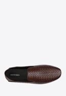 Men's interwoven leather loafers, dark brown, 96-M-514-4-44, Photo 5
