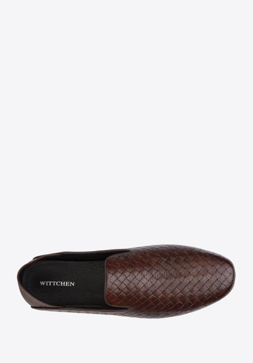 Men's interwoven leather loafers, dark brown, 96-M-514-4-41, Photo 5