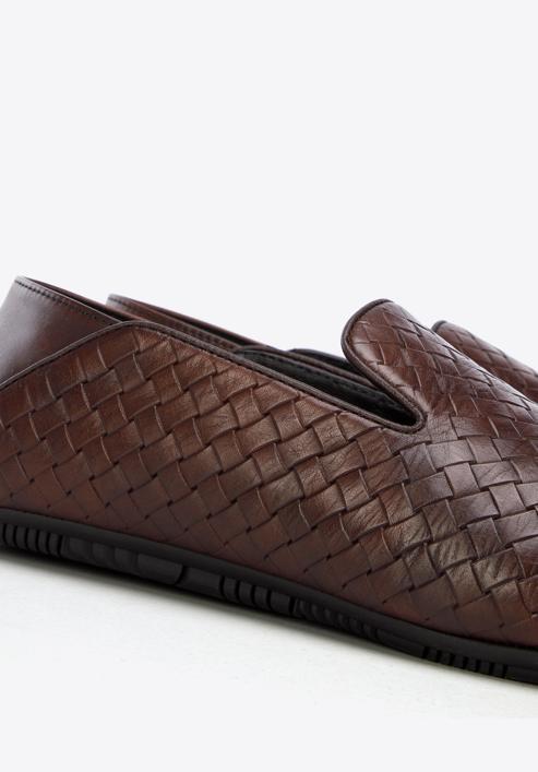 Men's interwoven leather loafers, dark brown, 96-M-514-1-40, Photo 7
