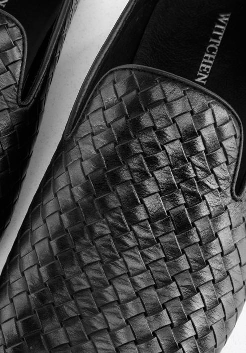 Men's interwoven leather loafers, black, 96-M-514-4-44, Photo 8