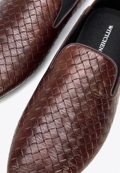 Men's interwoven leather loafers, dark brown, 96-M-514-1-44, Photo 8