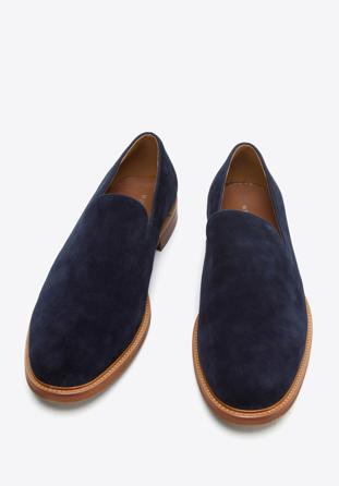 Men's suede loafers, navy blue, 96-M-708-N-42, Photo 1