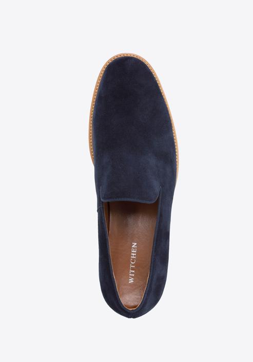 Men's suede loafers, navy blue, 96-M-708-N-43, Photo 4