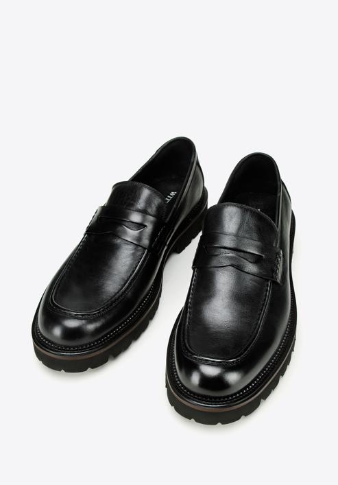 Men's leather penny loafers, black, 97-M-516-4-44, Photo 2