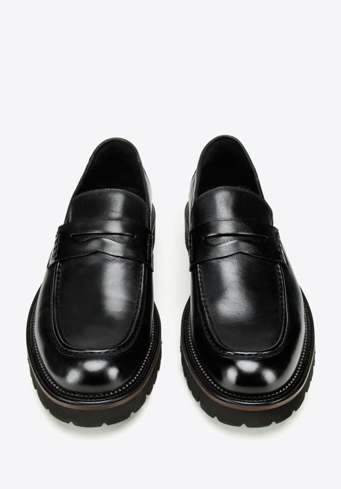 Men's leather penny loafers, black, 97-M-516-4-44, Photo 3