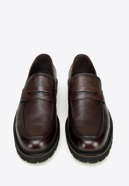 Men's leather penny loafers, dark brown, 97-M-516-4-44, Photo 3