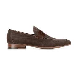 penny loafers, dark brown - light brown, 92-M-507-8-43, Photo 1