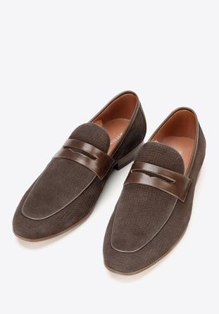 penny loafers, dark brown - light brown, 92-M-507-8-44, Photo 1