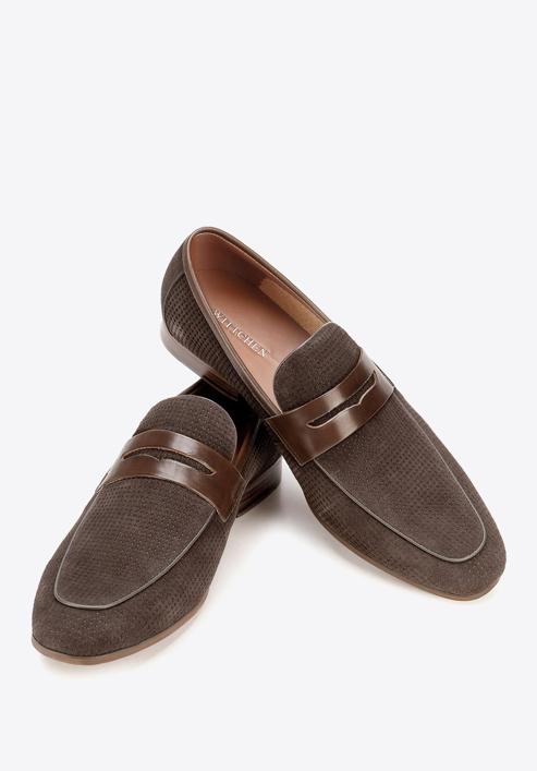 penny loafers, dark brown - light brown, 92-M-507-8-44, Photo 7