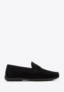 Men's suede penny loafers, black, 96-M-510-N-45, Photo 1