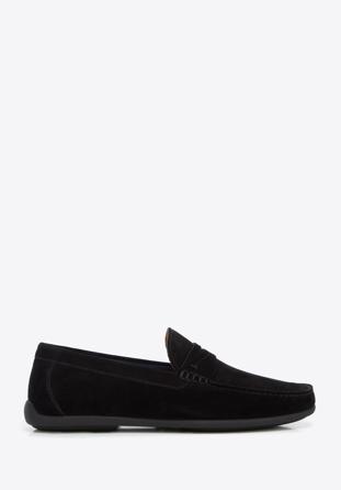 Men's suede penny loafers, black, 96-M-510-1-42, Photo 1