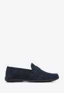 Men's suede penny loafers, navy blue, 96-M-510-N-40, Photo 1