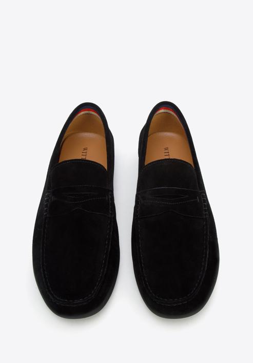 Men's suede penny loafers, black, 96-M-510-5-43, Photo 2