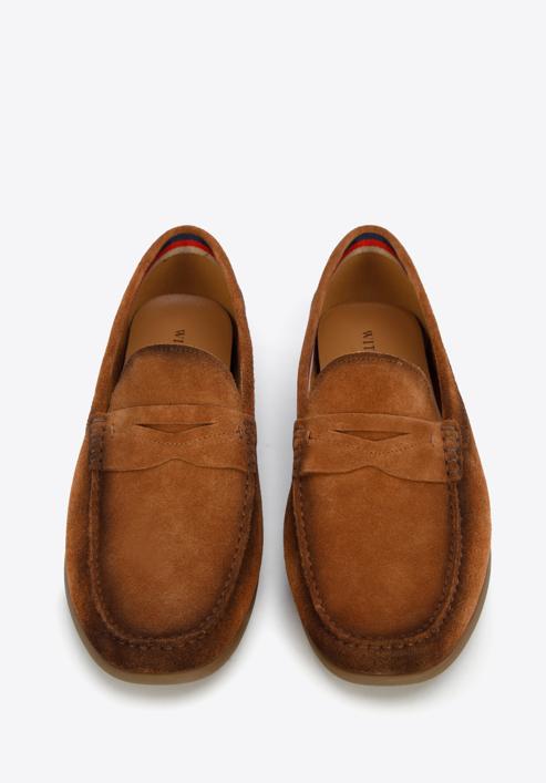 Men's suede penny loafers, brown, 96-M-510-N-42, Photo 2