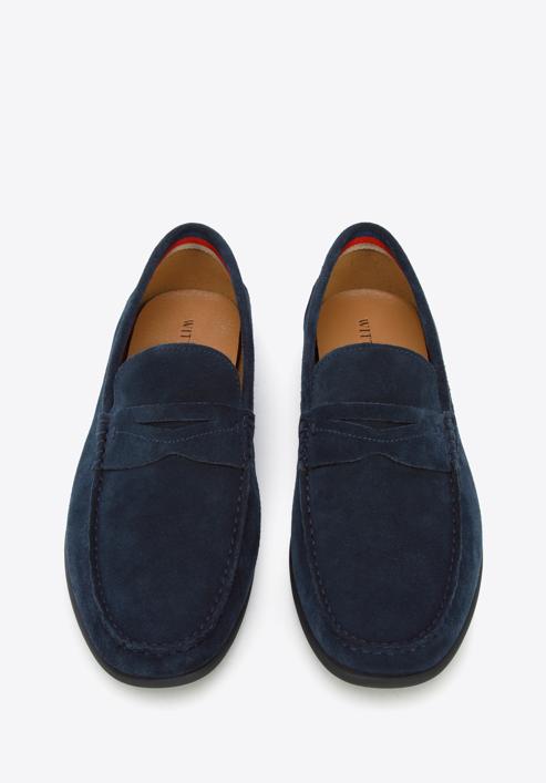 Men's suede penny loafers, navy blue, 96-M-510-5-41, Photo 2