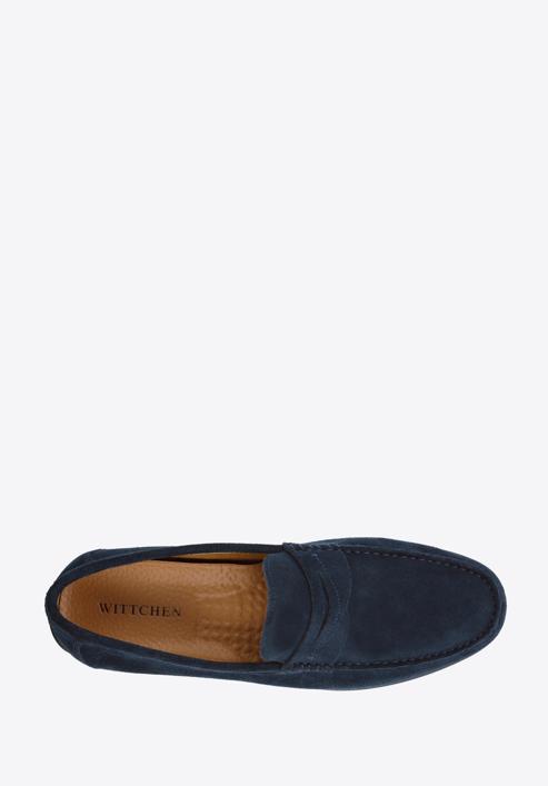 Men's suede penny loafers, navy blue, 96-M-510-N-41, Photo 5