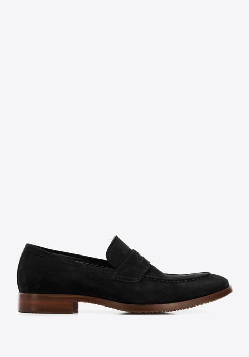 Men's suede penny loafers, black, 96-M-707-N-44, Photo 1