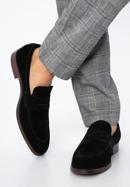 Men's suede penny loafers, black, 96-M-707-N-44, Photo 15