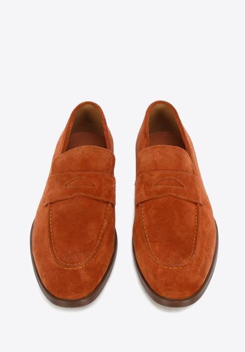 Men's suede penny loafers, brick red, 96-M-707-N-44, Photo 2