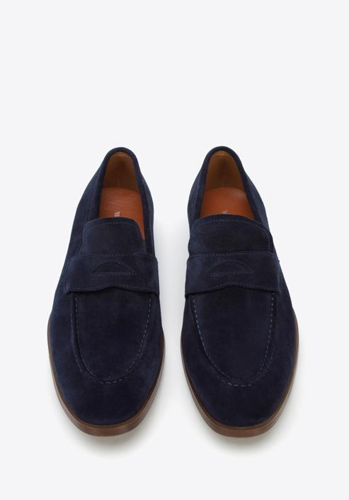 Men's suede penny loafers, navy blue, 96-M-707-N-40, Photo 2
