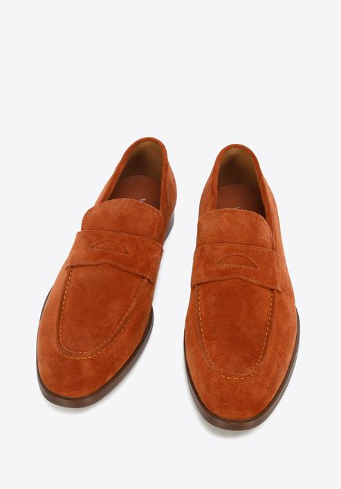 Men's suede penny loafers, brick red, 96-M-707-N-42, Photo 3