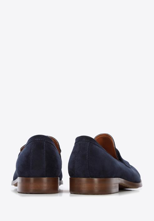 Men's suede penny loafers, navy blue, 96-M-707-N-40, Photo 4