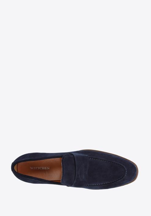 Men's suede penny loafers, navy blue, 96-M-707-6-42, Photo 5
